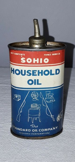 Sohio Household Oil Oval Lead Top Handy Oiler Oil Can