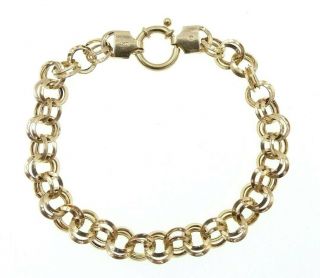 Vintage 14k Yellow Gold Italy Double Link Bracelet 7.  5 " Xl Spring Ring Clasp