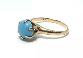 Antique Ostby Barton 10k Gold Turquoise Engagement Ring Solitaire