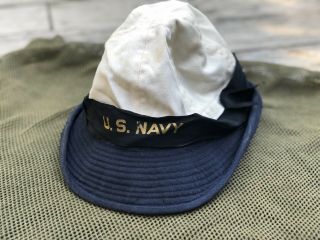 Daisy Mae Ww2 Us Navy Women’s Waves Service Hat Seersucker Size 22 1/2