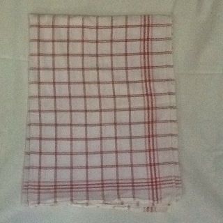 Vintage Cotton Tablecloth White/red 42 X 64