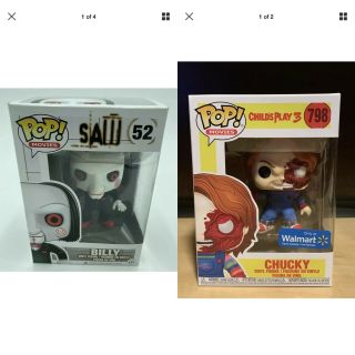 Funko Pop Horror Chucky Child Play 3 & Billy From Saw The Movie.