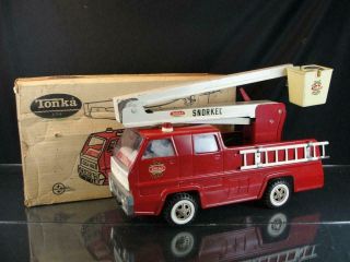 1969 Tonka Snorkel Pumper Red Fire Truck Pressed Steel 2950 With Box