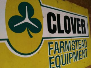 1960s Clover Farm Equipment Metal Sign Old Vintage Corn Cow Tractor Oil