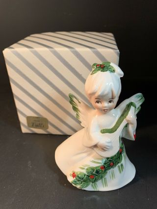 Vintage Lefton 6394 Christmas Angel Playing Guitar 4 " Figurine Ceramic Japan