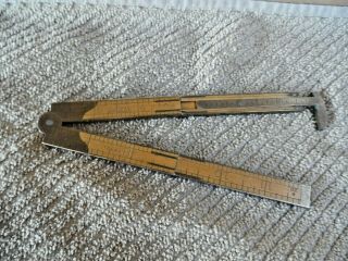 Lufkin No,  388 Vintage Wood & Brass Folding Ruler With Caliper Usa