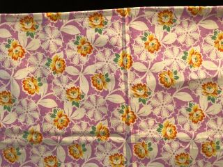 Vintage Feedsack Purple Yellow Floral Feed Sack Quilt Sewing Fabric 37 X 42