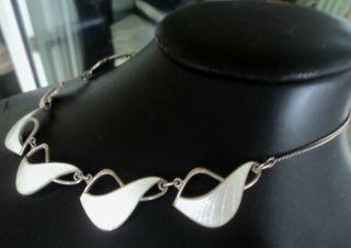 Attractive Norwegian Sterling Silver & White Enamel Necklace - Ivar Holt Norway