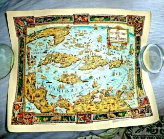 Vintage Lovely Detailed Cartoon Map The Story Map Of West Indies Caribbean 1936