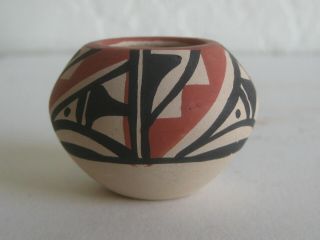 Vtg Acoma Pueblo Native American Indian Pottery Miniature Polychrome Pot Signed