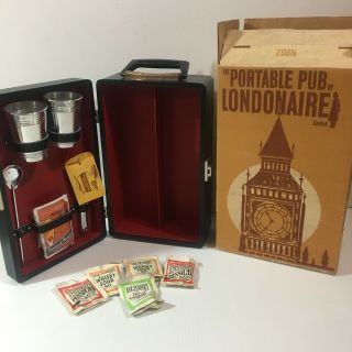 Vintage The Portable Pub By Londonaire Travel Bar Alcohol Case With Key And Box