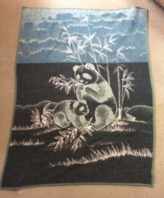 Vintage Mora Acrylic Throw Blanket Made In Spain 54” X 72” Panda Bear Design