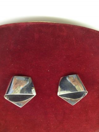 Georg Jensen Modern Earrings Clip - On Design No.  202 Sterling Silver Denmark