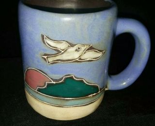Design By Mara Mexico 4 - 1/4 " Tall Large Stoneware Pottery Mug With Seagull