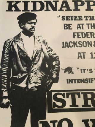 RARE VINTAGE 1970 BOBBY SEALE KIDNAPPED POSTER BLACK PANTHER PARTY STRIKE 2