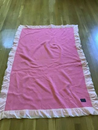 Vintage Pink Pendleton Wool Blanket 58 " X 39 " Clearnace