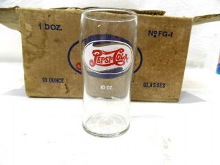 12 Vtg Double Dot Pepsi - Cola 10 oz Soda Fountain Glasses w/Syrup Line 2