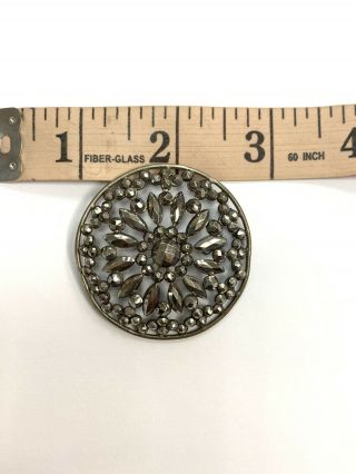 Antique Victorian Vintage Large French Steel Cut Bead Metal Button