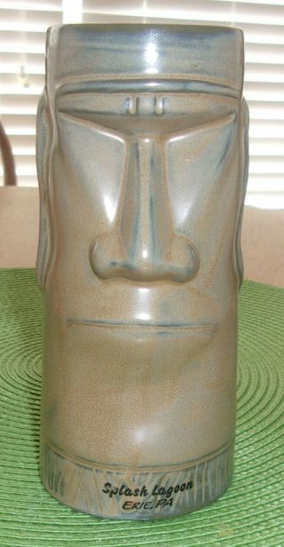 Chiki Tiki Mug Gray/brown Glazed Ceramic Easter Island - Splash Lagoon