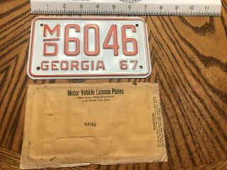1967 A,  State Prison Georgia Dealer Motorcycle License Plate Vintage