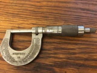 Vintage Brown Sharpe No.  13 (0 To 1 ") Outside Micrometer Ratcheting Stop Usa