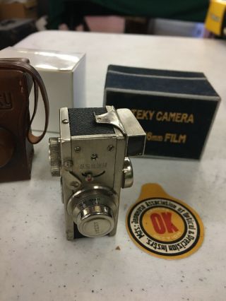 Vintage Skeky Subminiature Camera For 16mm Film W/Case,  Box,  And Stekinar Lens 3