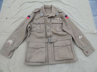 Wwii / Ww2 Australian Army O.  D.  Wool Service Coat,  Large Size,  Infantry,  1st Div