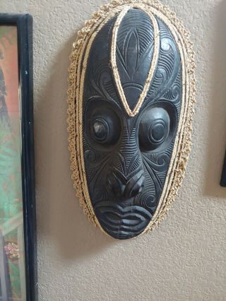 Vintage African Tribal Wooden Mask Hand Carved Stained