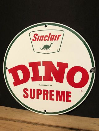 Vintage Sinclair Gasoline Porcelain Service Station Pump Sign Dino Marked Usa 57