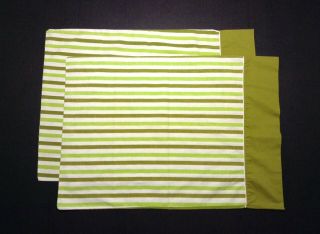 2 Vintage Green Striped Pillowcases Standard Size By Penney ' s Retro Bedding 2