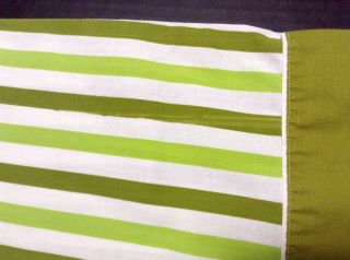 2 Vintage Green Striped Pillowcases Standard Size By Penney ' s Retro Bedding 3