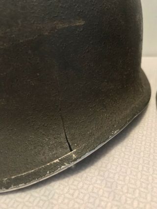 WWII US M1 Fixed Bale Front Seam Battle Helmet & Liner 2