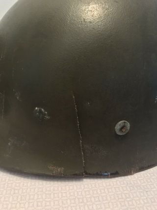 WWII US M1 Fixed Bale Front Seam Battle Helmet & Liner 3