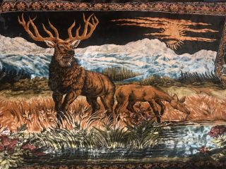 Vintage Stag Deer Wall Tapestry Made In Lebanon 70x48