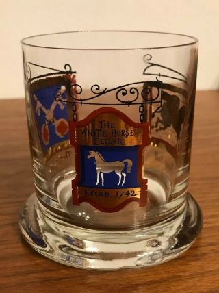 The White Horse Cellar Scotch Whiskey Glasses Vintage Set of 2 2
