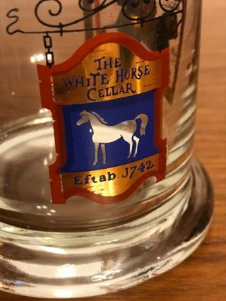 The White Horse Cellar Scotch Whiskey Glasses Vintage Set of 2 3