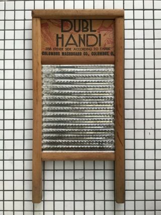 Vintage Dubl Handi Wooden Wash Board,  8.  5 " X 18 " Columbus Washboard Co Ohio