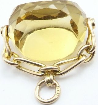 Antique 9ct Gold Swivel Spinner Watch Pendant Fob With Cairngorm Citrine Stone.