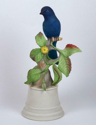 Vintage Boehm Porcelain Indigo Bunting Bird Figurine 10 " No 429t Circa 1958 - 1970