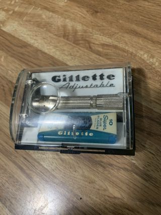 Vintage Gillette Fatboy G2 Adjustable 1 - 9 Safety Razor With Box