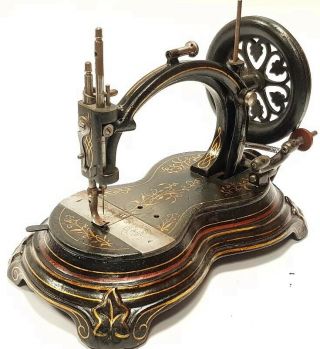 Beauty Rare Antique Miniature Sewing Machine Germania Decored Circa 1870 Germany
