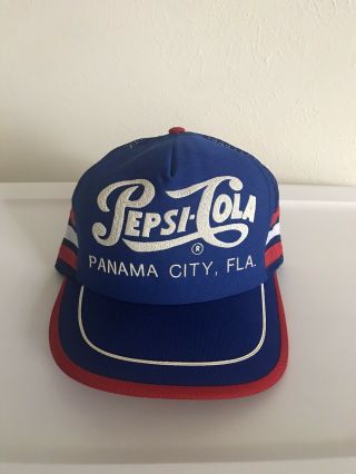Vintage 1980s Pepsi Cola,  Panama City,  Fla.  Snapback Trucker 