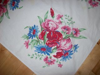 Vintage Tablecloth With Tag Floral Pattern