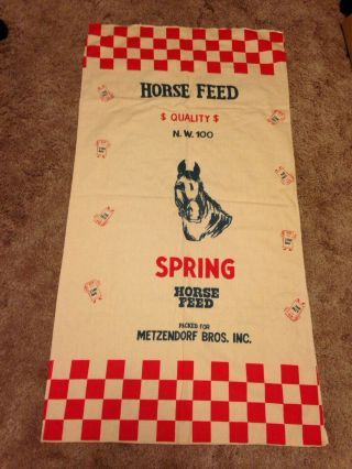 Vintage Advertising Cloth Feed Sack Horse Feed