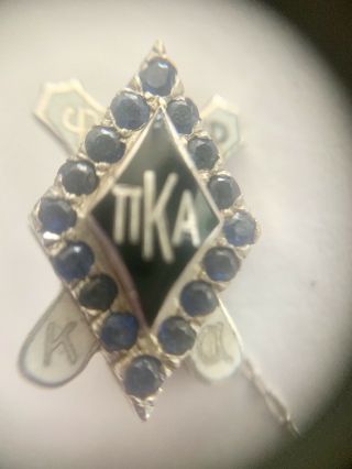 Pi Kappa Alpha 14kt Solid White Gold Fraternity Pin Badge With Sapphire
