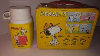 Vintage 1965 Peanuts Snoopy Charlie Brown Baseball Lunchbox & Thermos