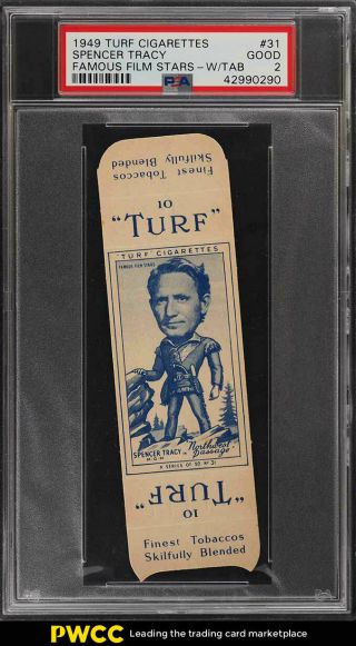 1949 Turf Famous Film Stars W/ Tab Spencer Tracy 31 Psa 2 Gd (pwcc)