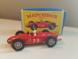 Vtg Ferrari Racing Car Lesney W/box Matchbox No.  73 England