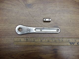 Antique Pressed Steel Flip/flop Ratchet Wrench,  6 - 3/8 ",  With 1/2 " Hex Drive Bar