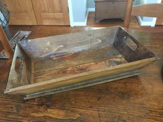 Vintage Primitive Wooden Apple Box With Handles And Canted Sides - Farmhouse